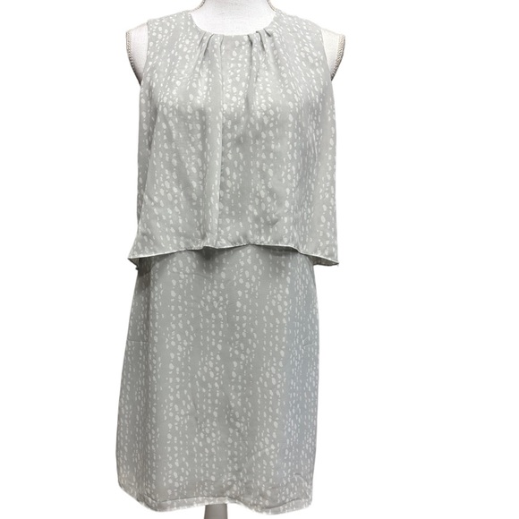 Charming Charlie Dresses & Skirts - Charming Charlie Gray White Dots Chiffon Career Dress Size S Overlay Career Work